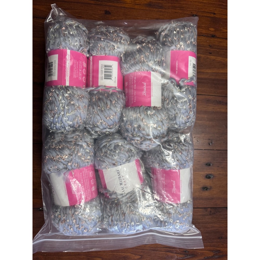 Isaac Mizrahi Craft Carnegie Hill Yarn Audobahn Grey Metallic 9 Skeins Bulky 5